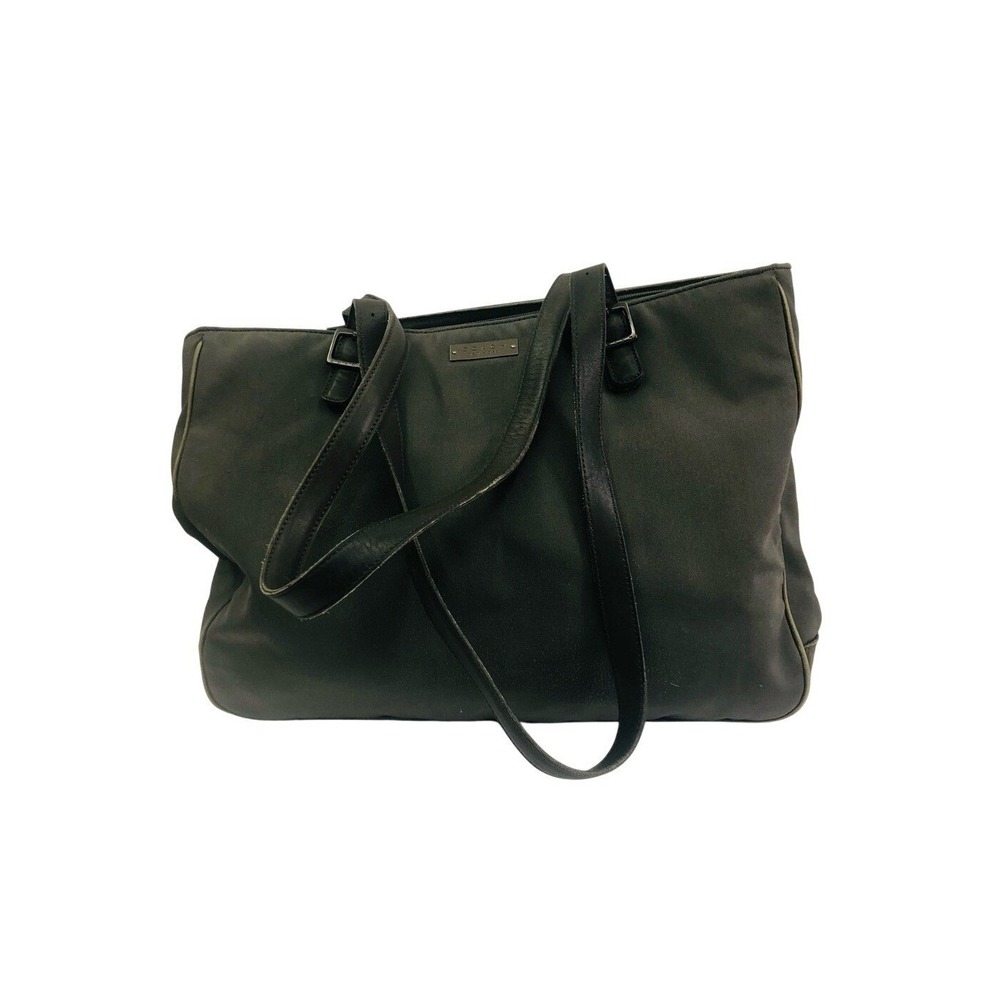 Coach Dark Gray Leather and fabric Tote Bag